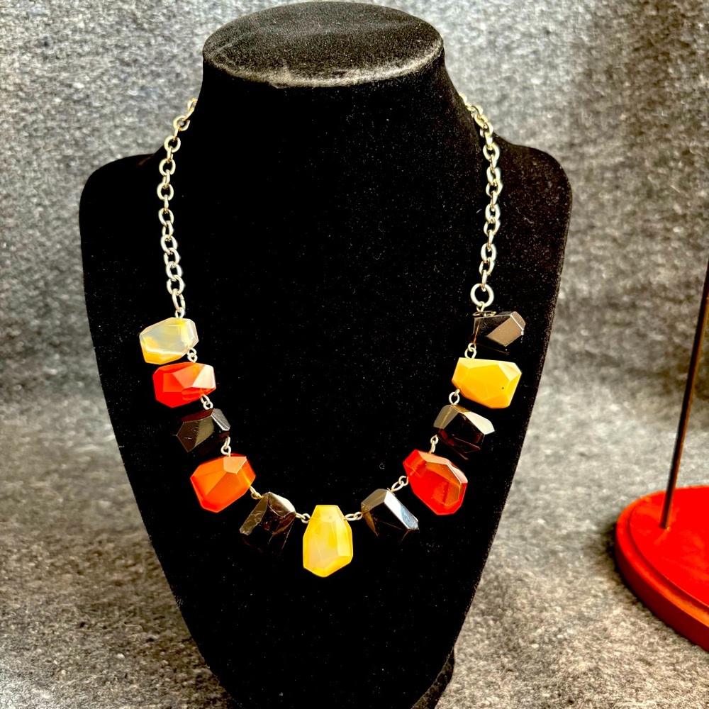 Unique Geometric Carved Carnelian Stone Necklace